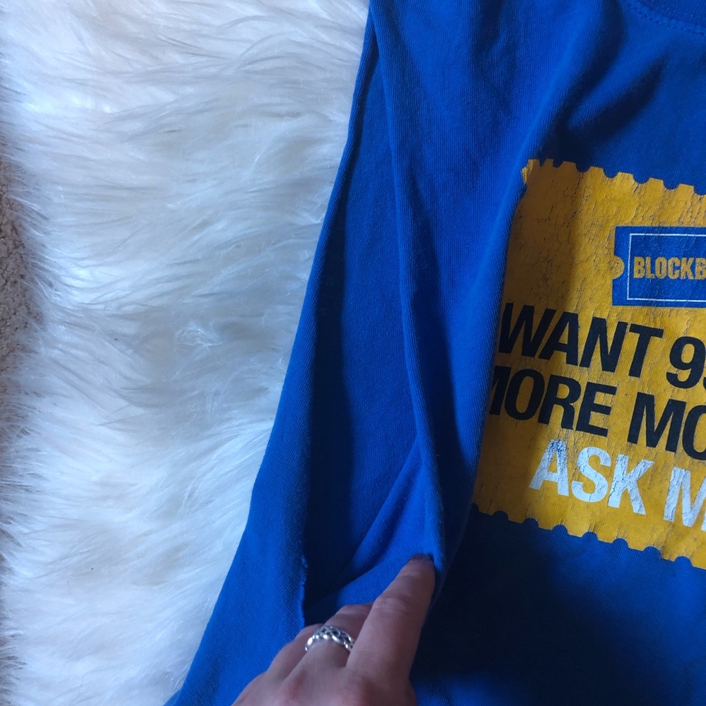 Vintage Blockbuster staff movies blue muscle tank - Picture 3 of 5